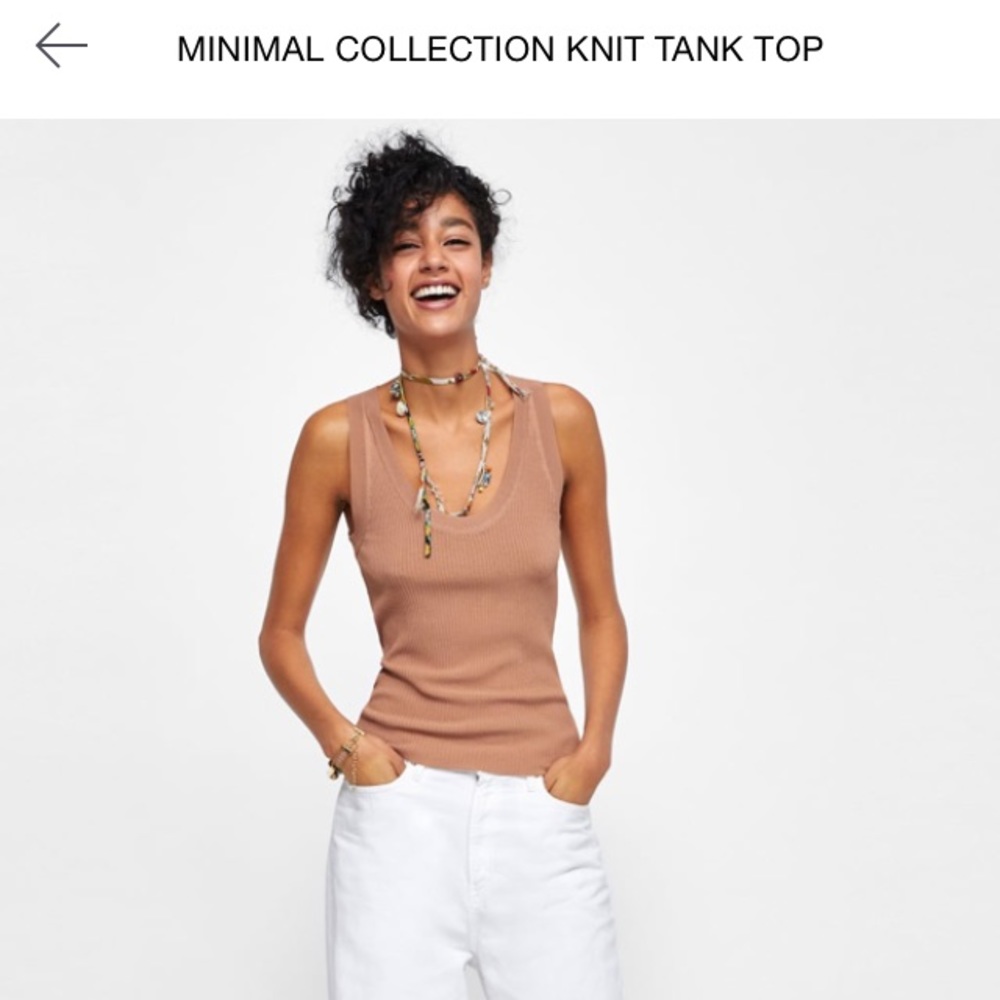 ZARA minimal collection knit tank top in CAMEL